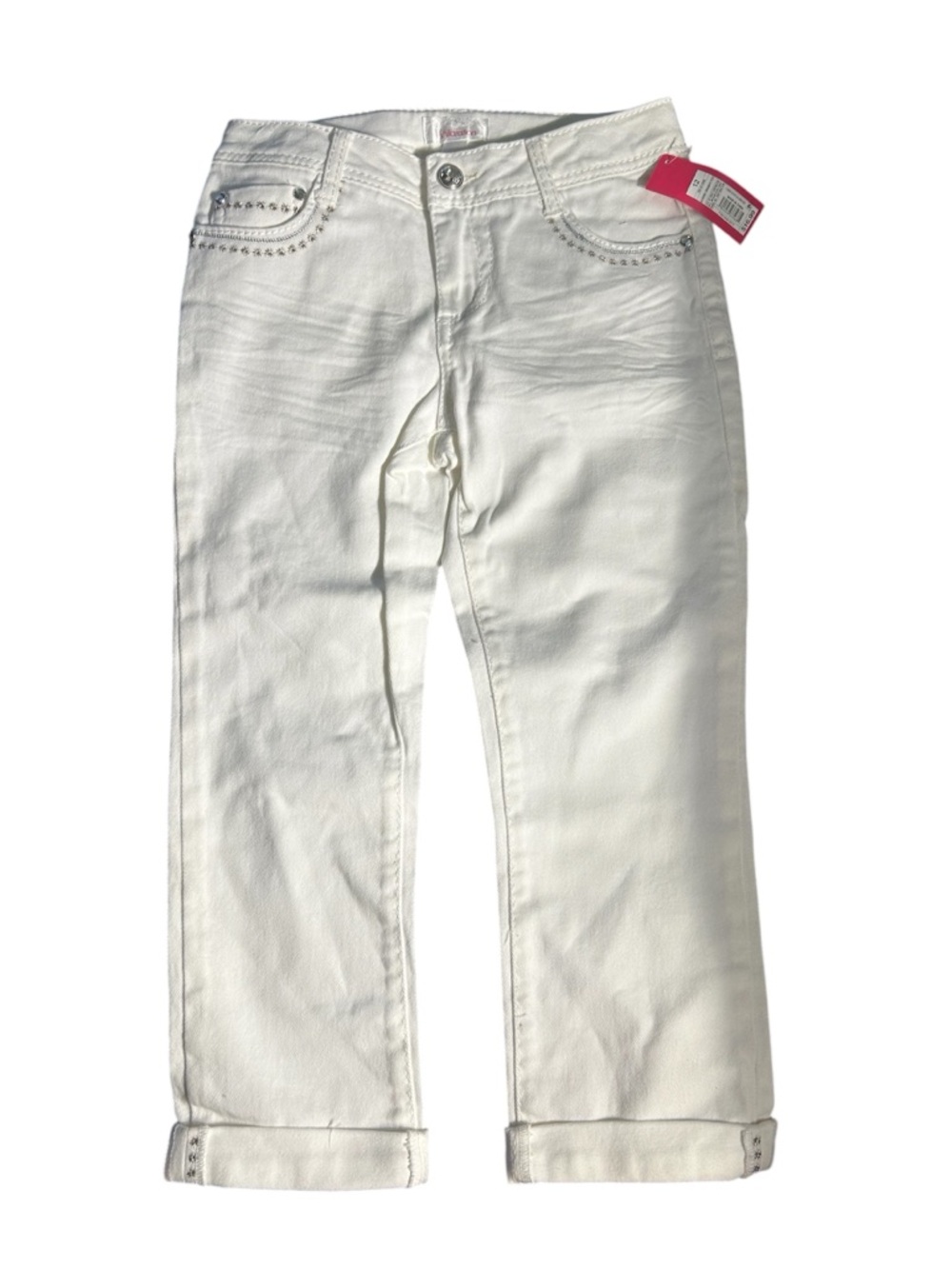 Xhilaration White Boyfriend Jeans with Stud Embellishments